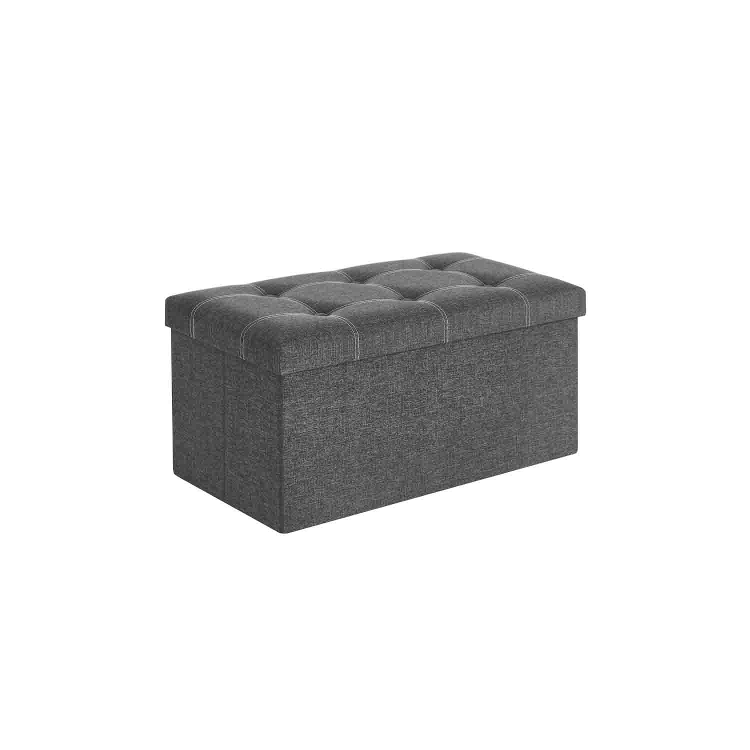 Pouf Contenitore Pieghevole con Rivestimento in Simil Lino - Image 2