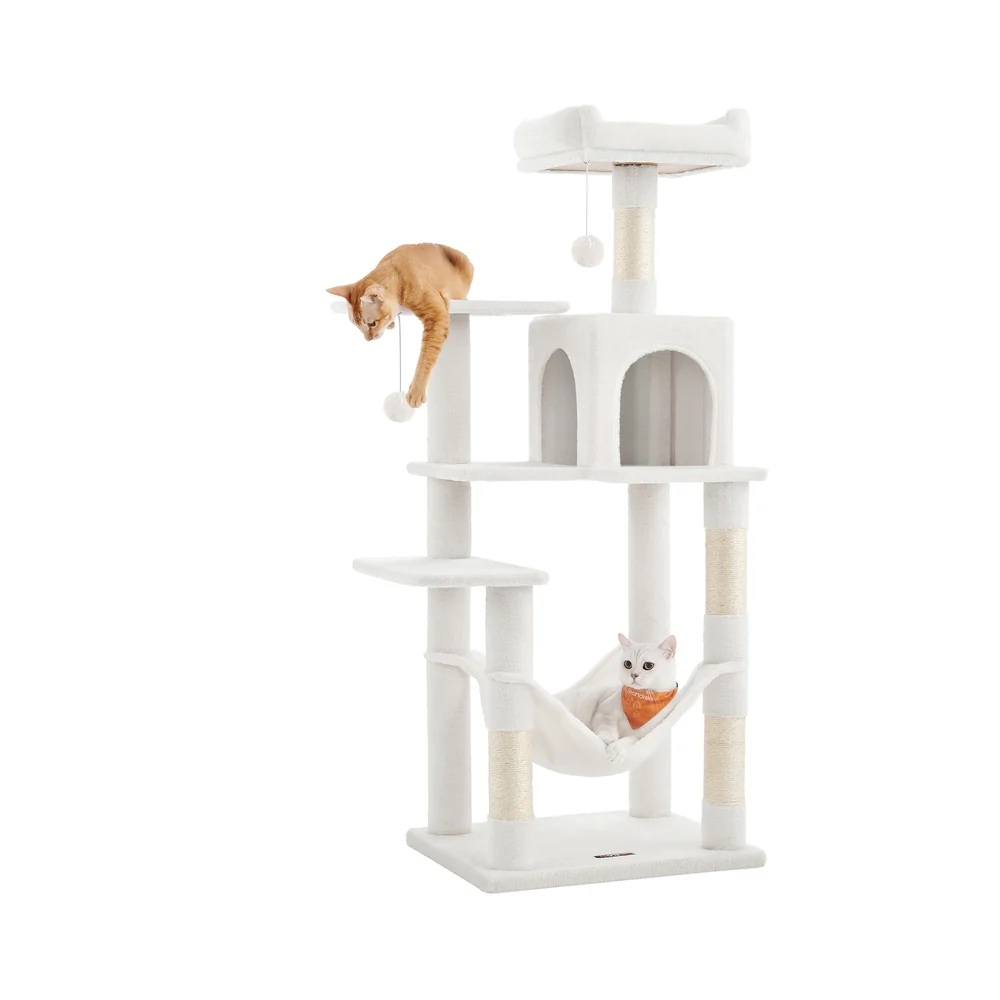Albero per Gatti con Pali Graffiatoi Posatoi Grotta Amaca Pompon - Image 8