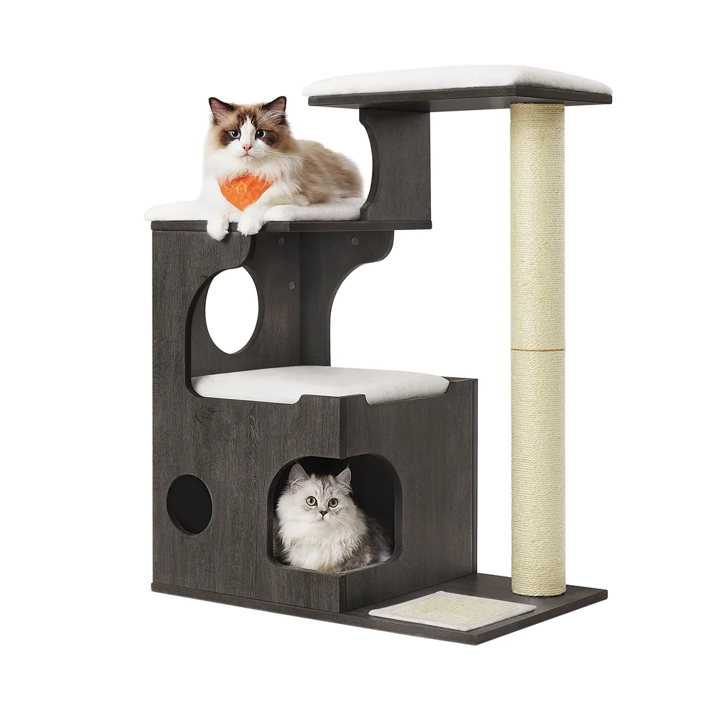 Albero per Gatti di Truciolato con Grotta Posatoi Colonna Tappeto Graffiatoio - Image 2