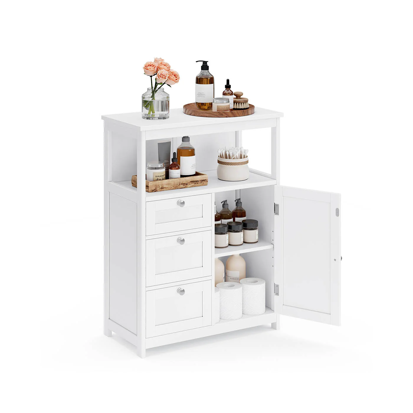 Mobile da Bagno con 3 Cassetti Bianco