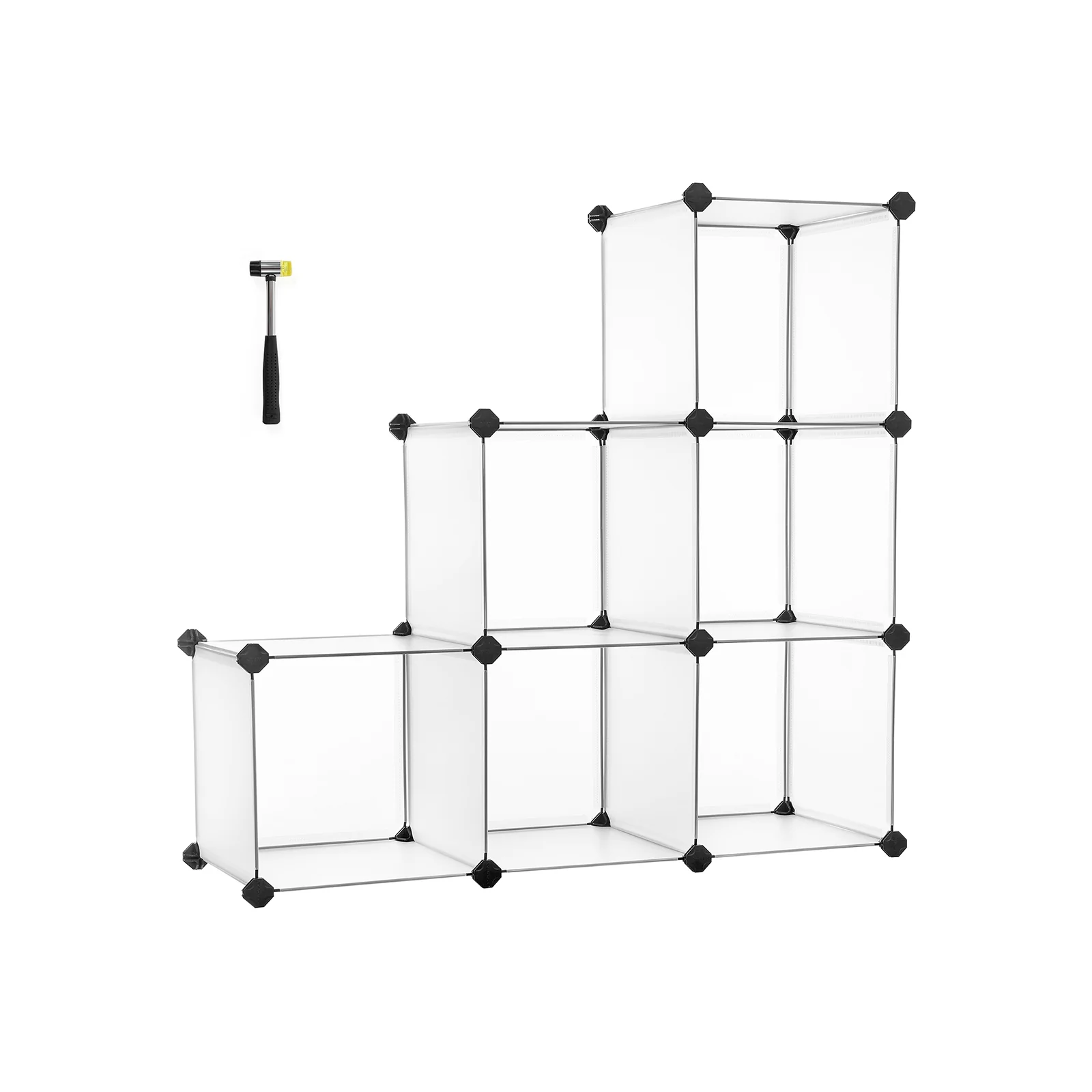 Scaffale a Cubi Modulare in Plastica con Piedini Martello di Gomma