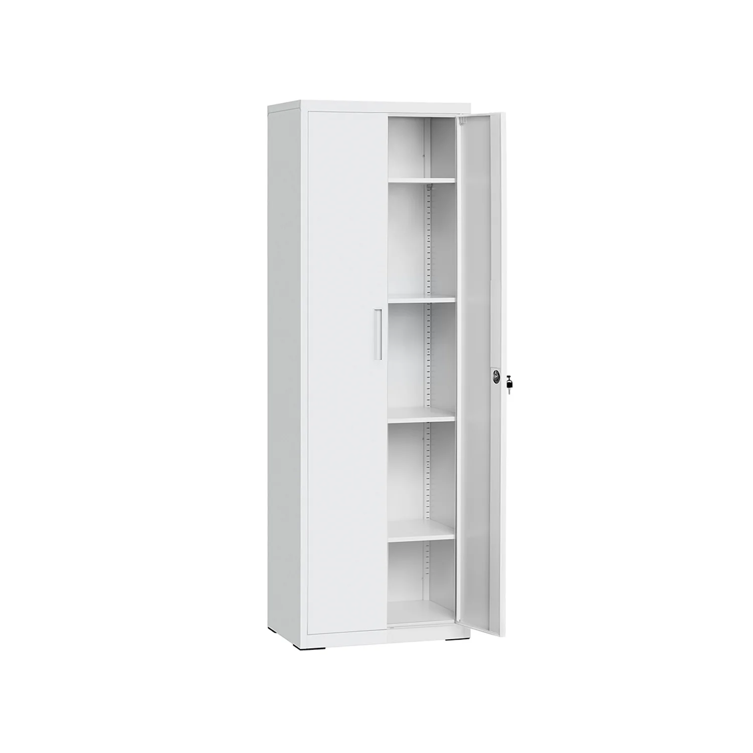 Armadietto Multiuso con 5 Ripiani Anta Doppia e Chiusura per Strumenti Bianco
