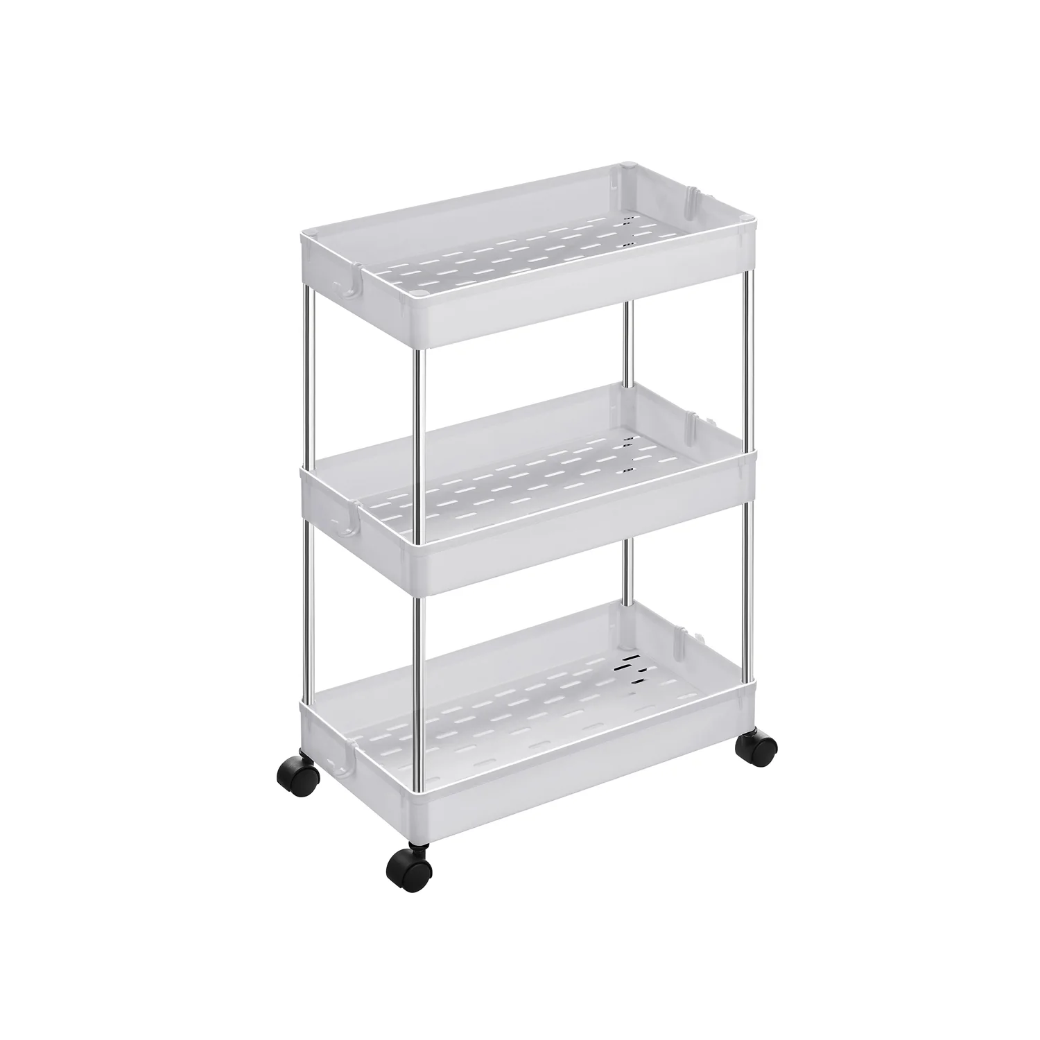 Carrello Portaoggetti con Ruote a 3 Livelli per Cucina 40 x 22 x 60 cm Bianco