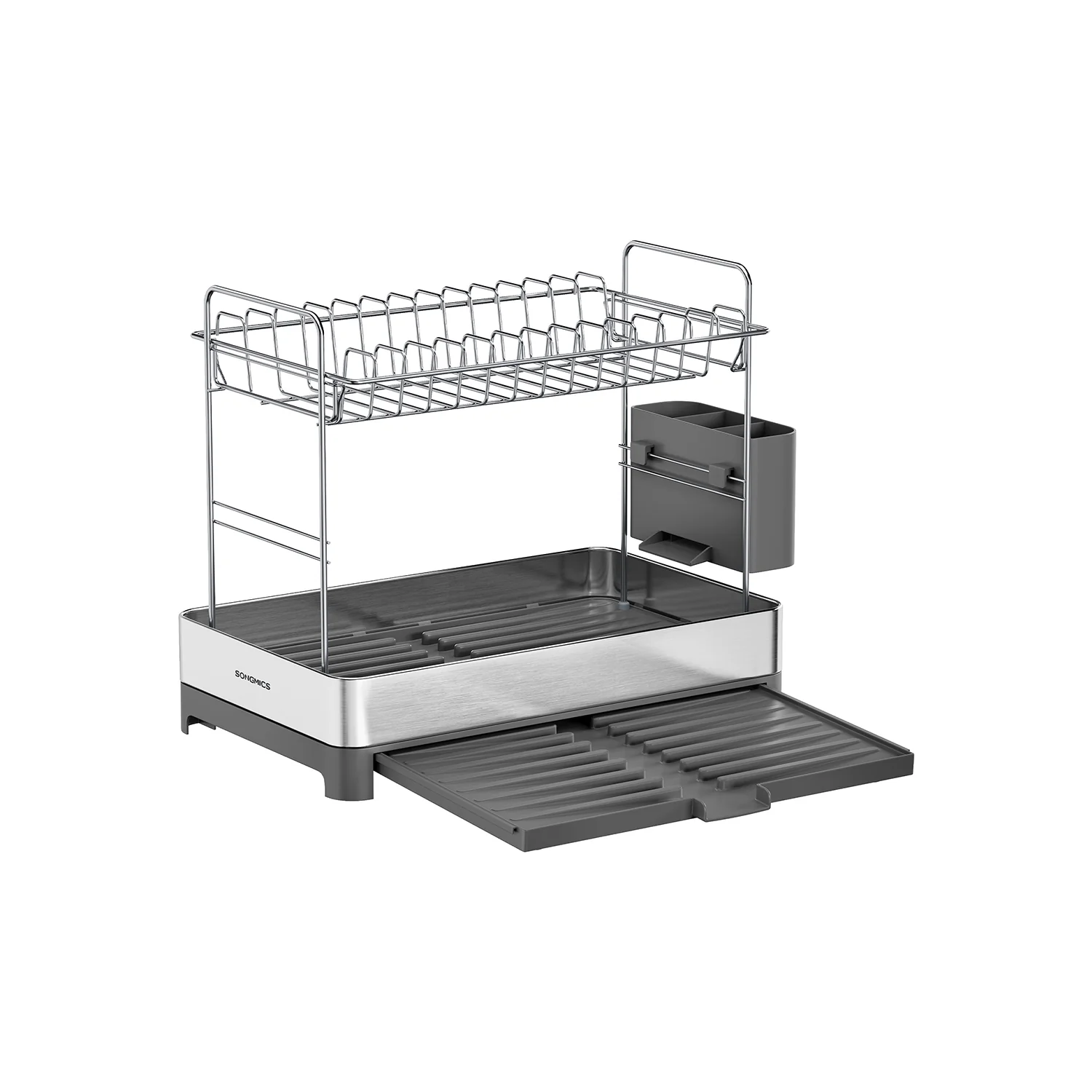Scolapiatti Espandibile da Cucina in Acciaio Inox con Porta Utensili - Image 2