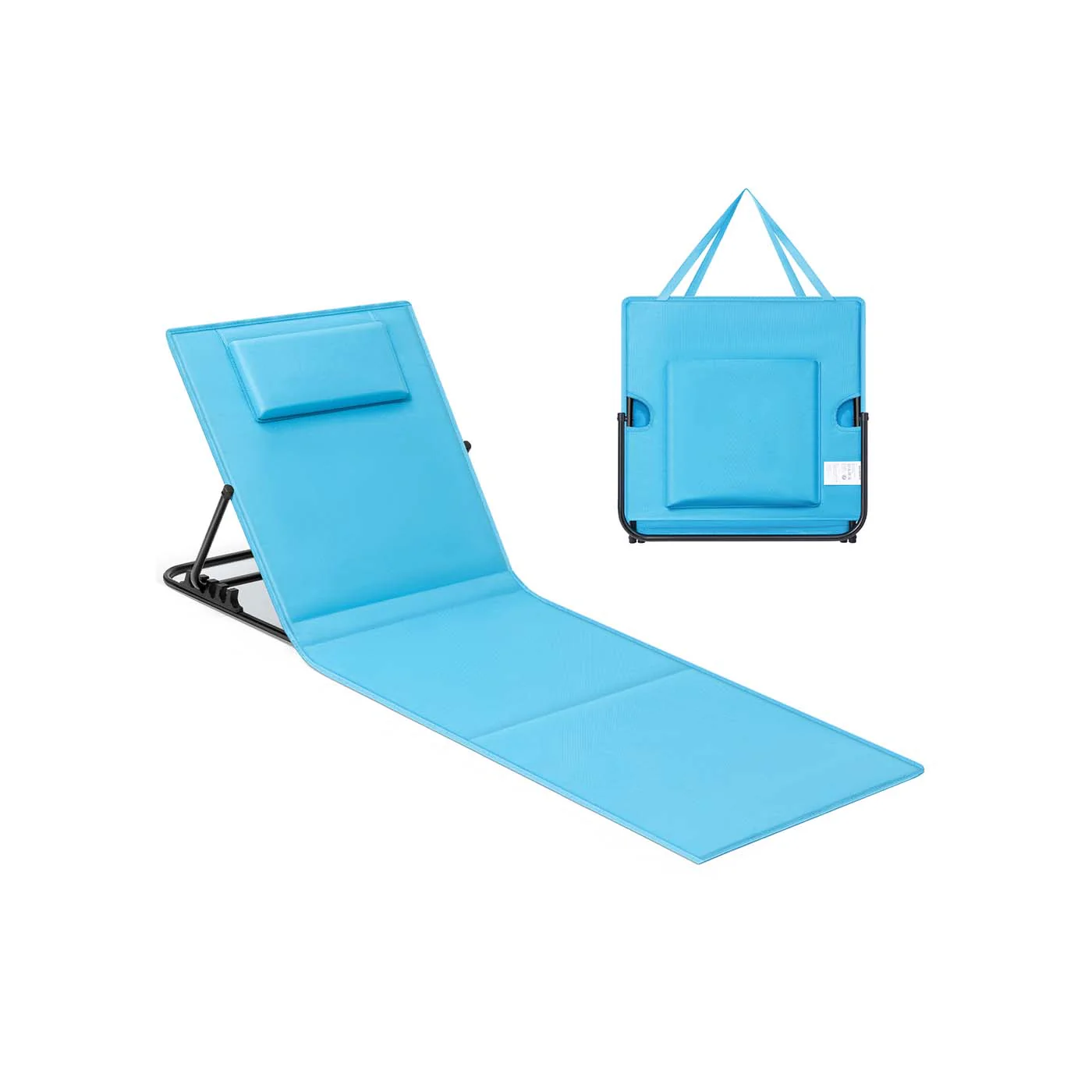 Lettino da Spiaggia Sedia a Sdraio Prendisole Inclinabile Portatile - Image 2