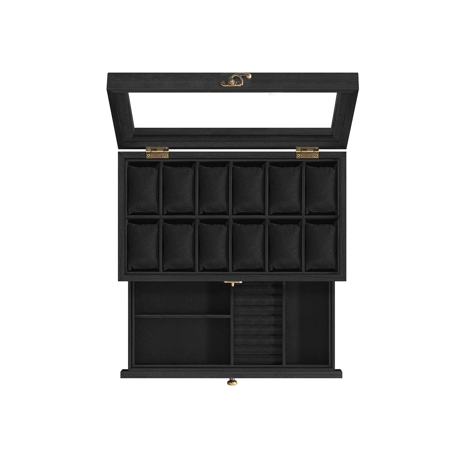 Porta Orologi Capiente con Coperchio in Vetro e Cuscinetti - Image 3