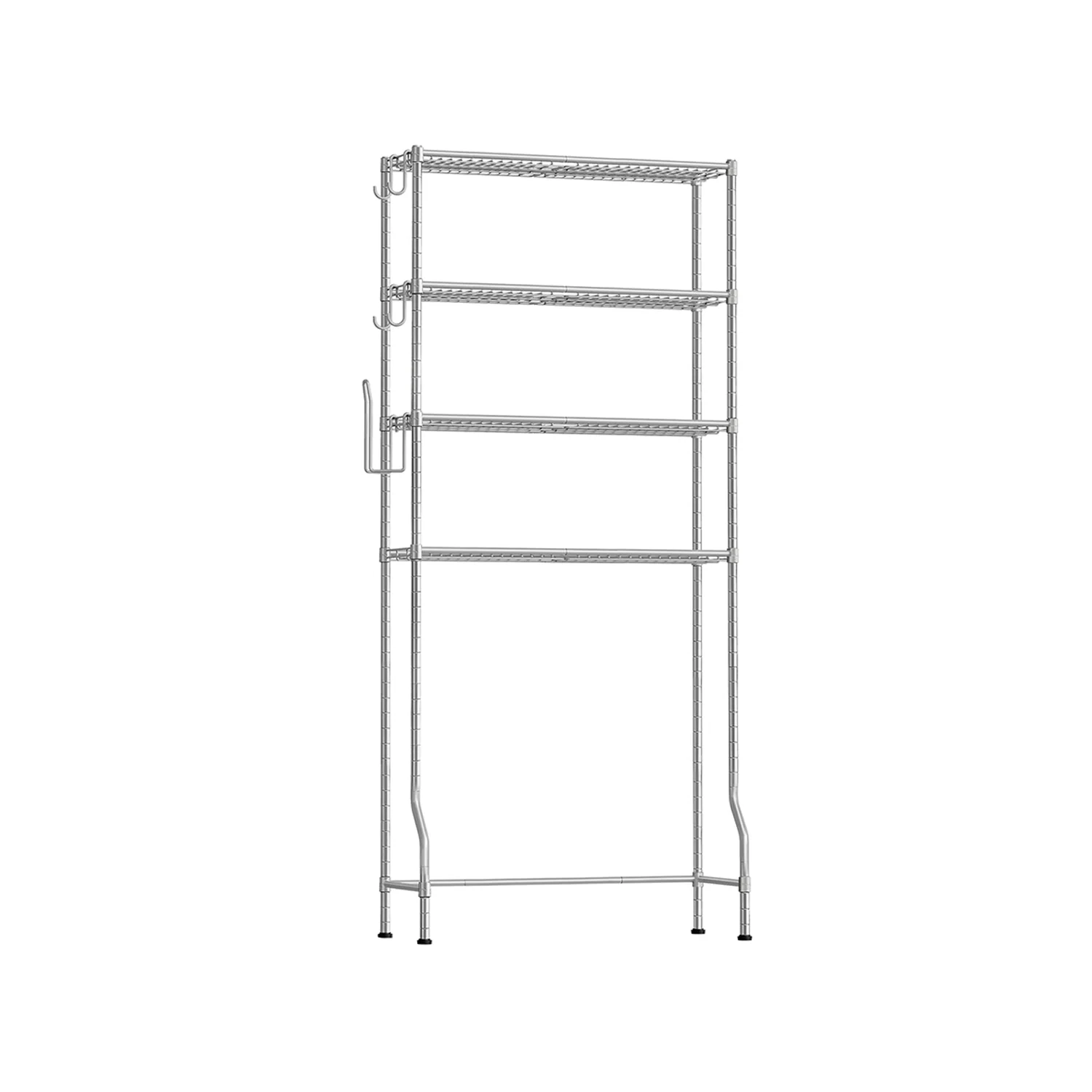 Scaffale sopra WC a 4 Ripiani da Bagno in Metallo con 4 Ganci e Portarotolo - Image 2