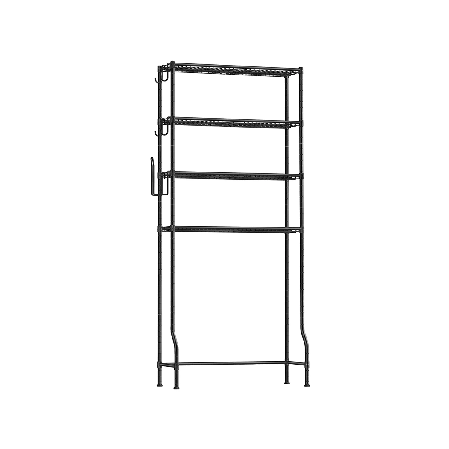 Scaffale sopra WC con Ripiani Regolabili e Portarotolo in Metallo