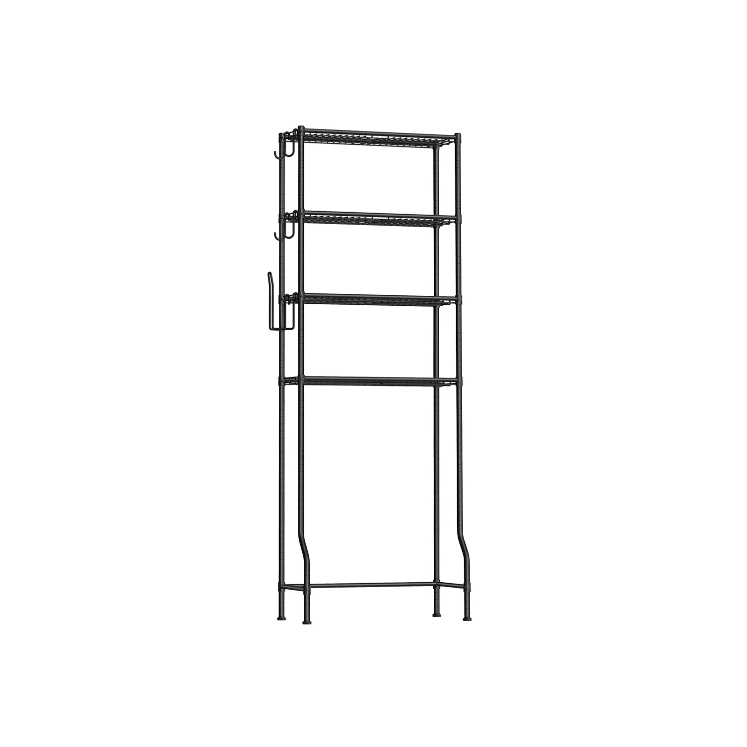 Scaffale sopra WC in Metallo con Ripiani Regolabili Ganci e Portaroloto
