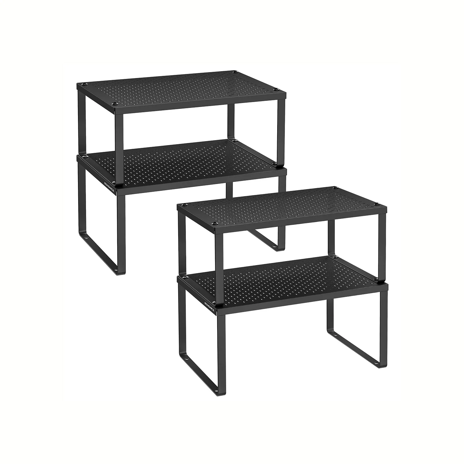 Set di 2 Scaffali Portaspezie da Cucina in Metallo Impilabile Nero - Image 2