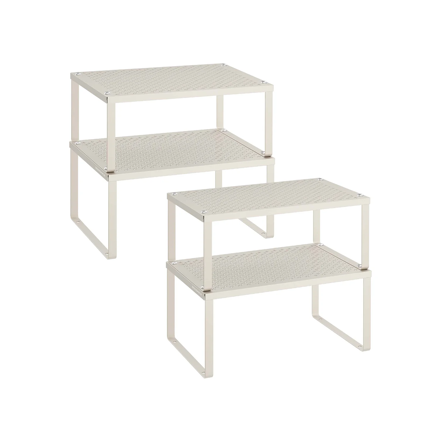Set di 2 Scaffali Portaspezie da Cucina in Metallo Impilabile Nero - Image 5