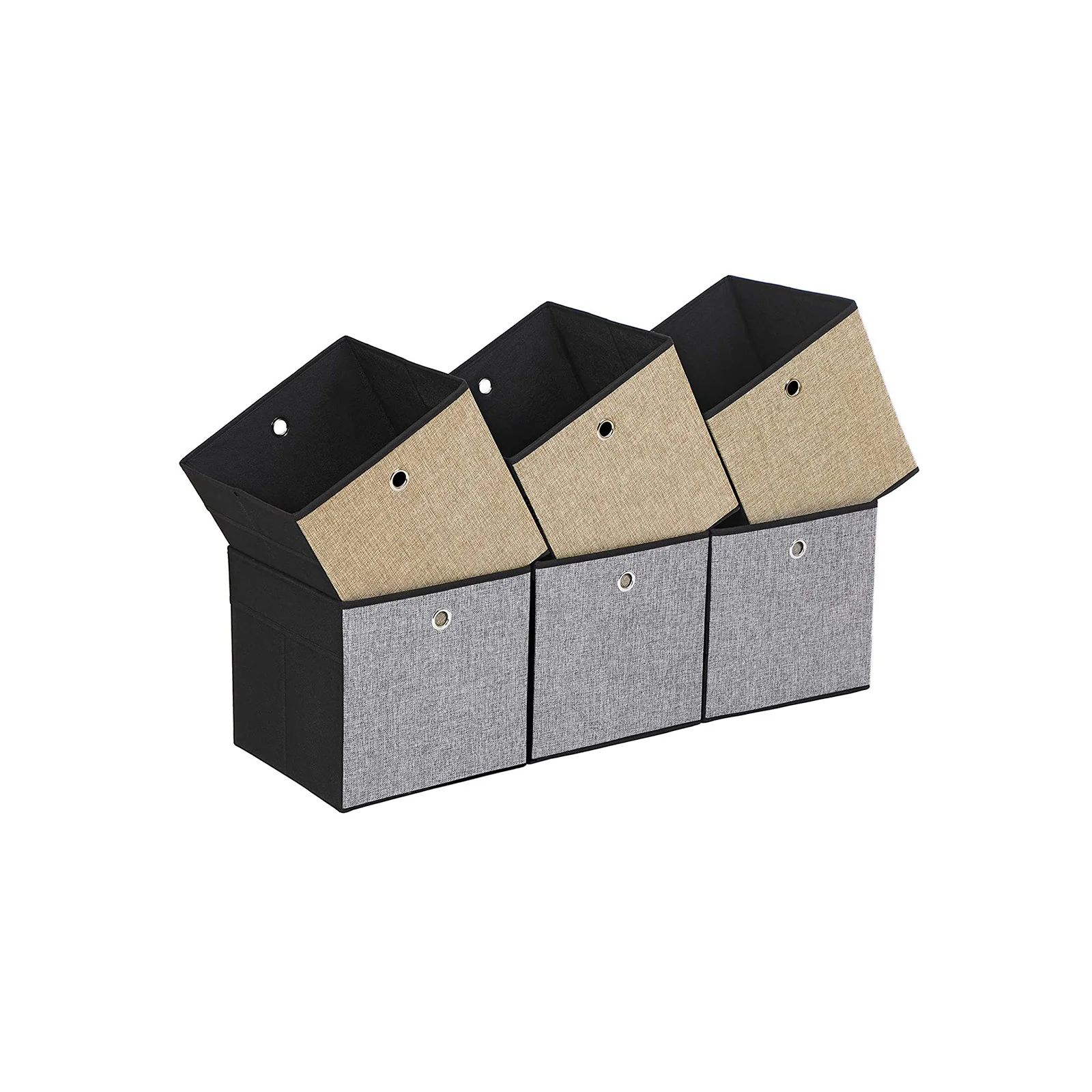 Set di 6 Contenitori Pieghevoli Portaoggetti di Tessuto - Image 2
