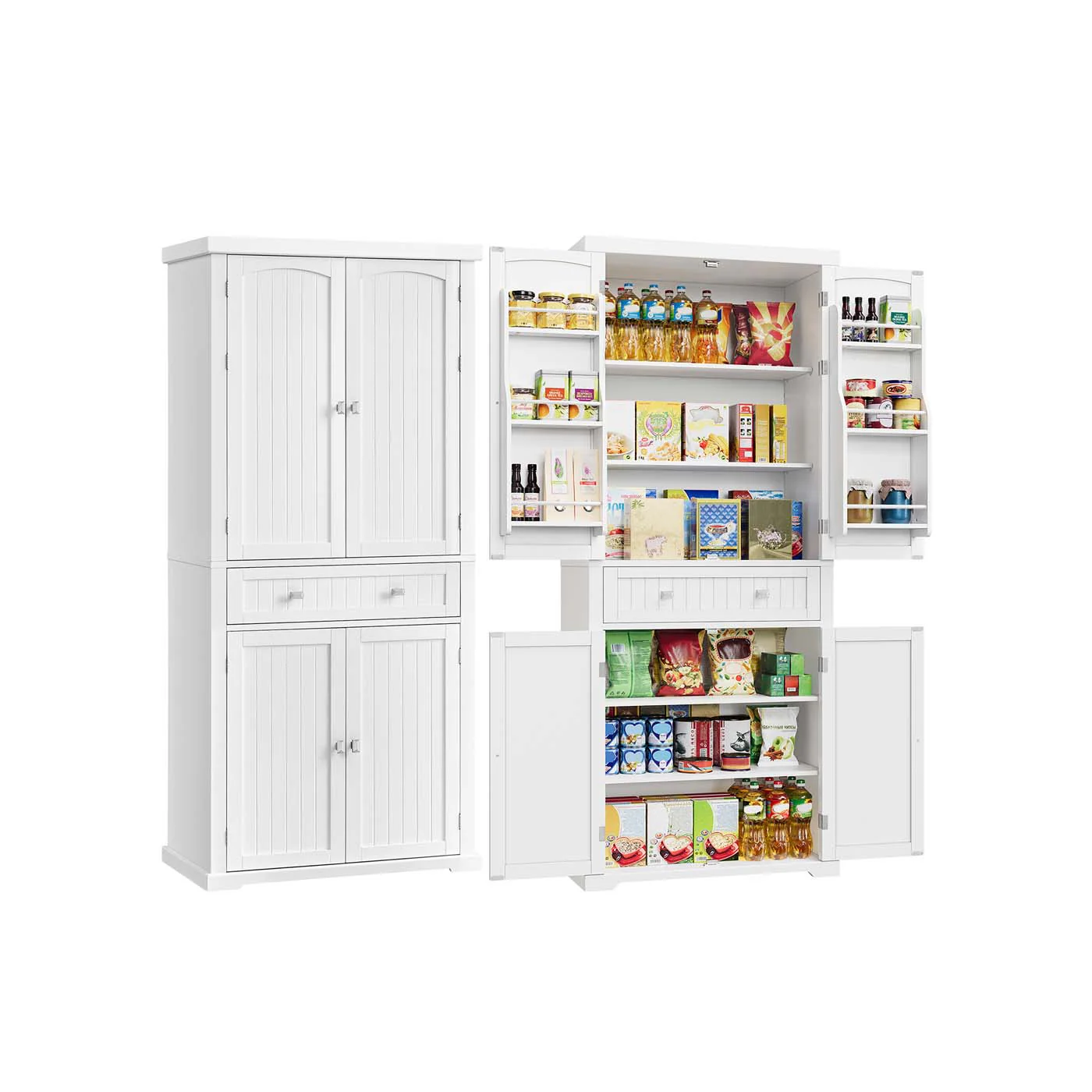Armadio da Cucina Alto con Ripiano Regaolabile Bianco