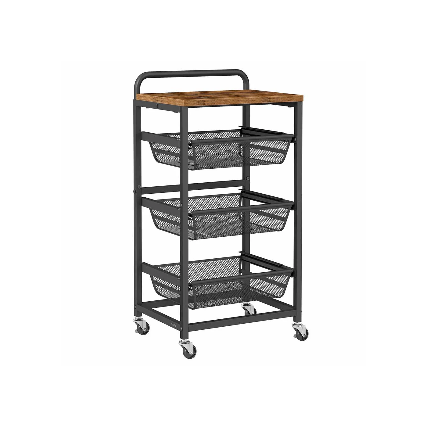 Carrello da cucina con ripiani multipli cesti scorrevoli e rotelle