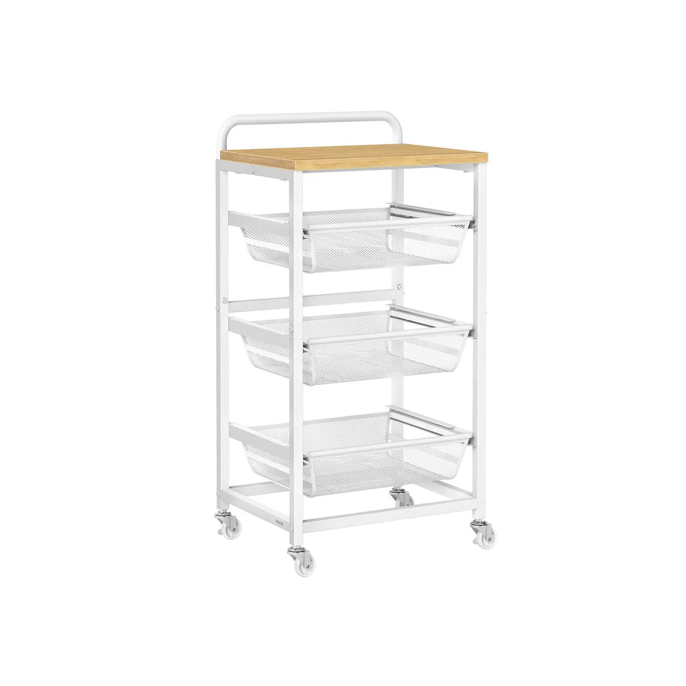 Carrello da cucina con ripiani multipli cesti scorrevoli e rotelle - Image 2
