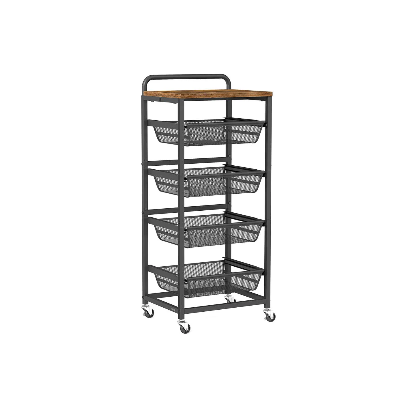 Carrello da cucina con ripiani multipli cesti scorrevoli e rotelle - Image 3