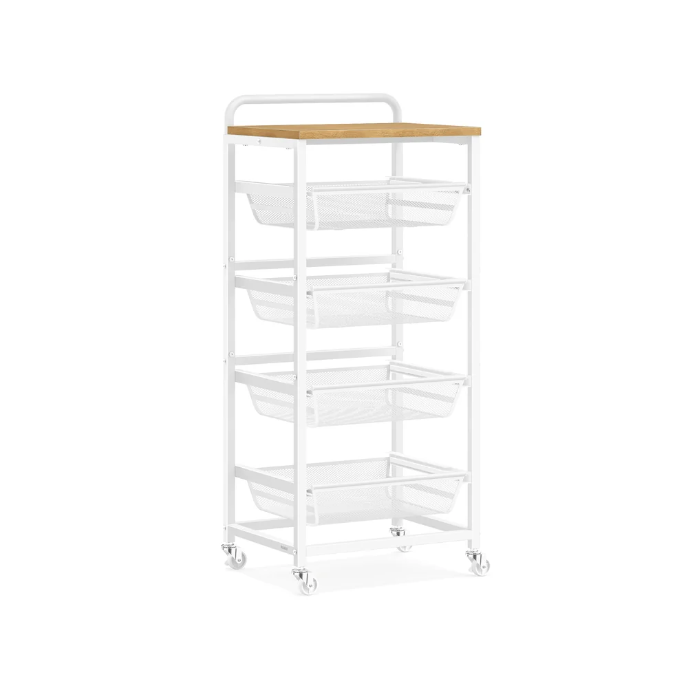 Carrello da cucina con ripiani multipli cesti scorrevoli e rotelle - Image 4