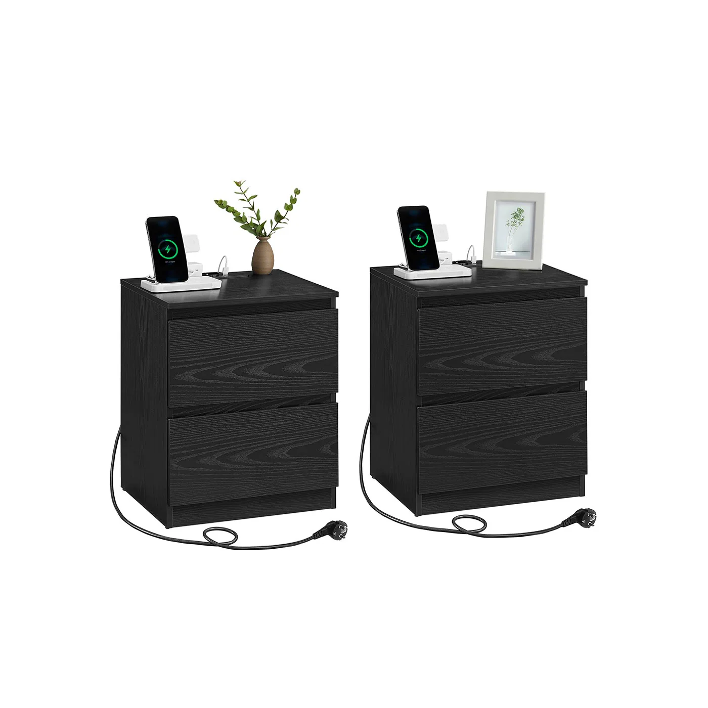Comodino a due cassetti con multipresa e porte USB-A e USB-C - Image 2