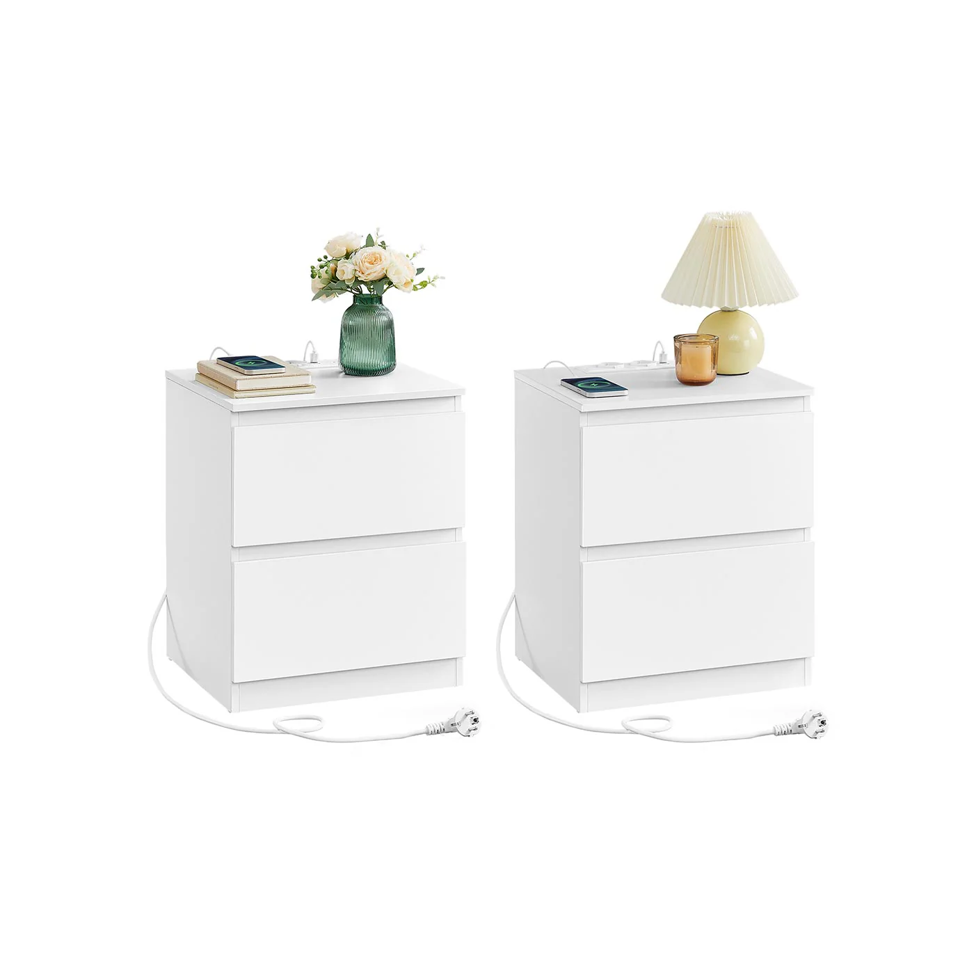 Comodino a due cassetti con multipresa e porte USB-A e USB-C - Image 3