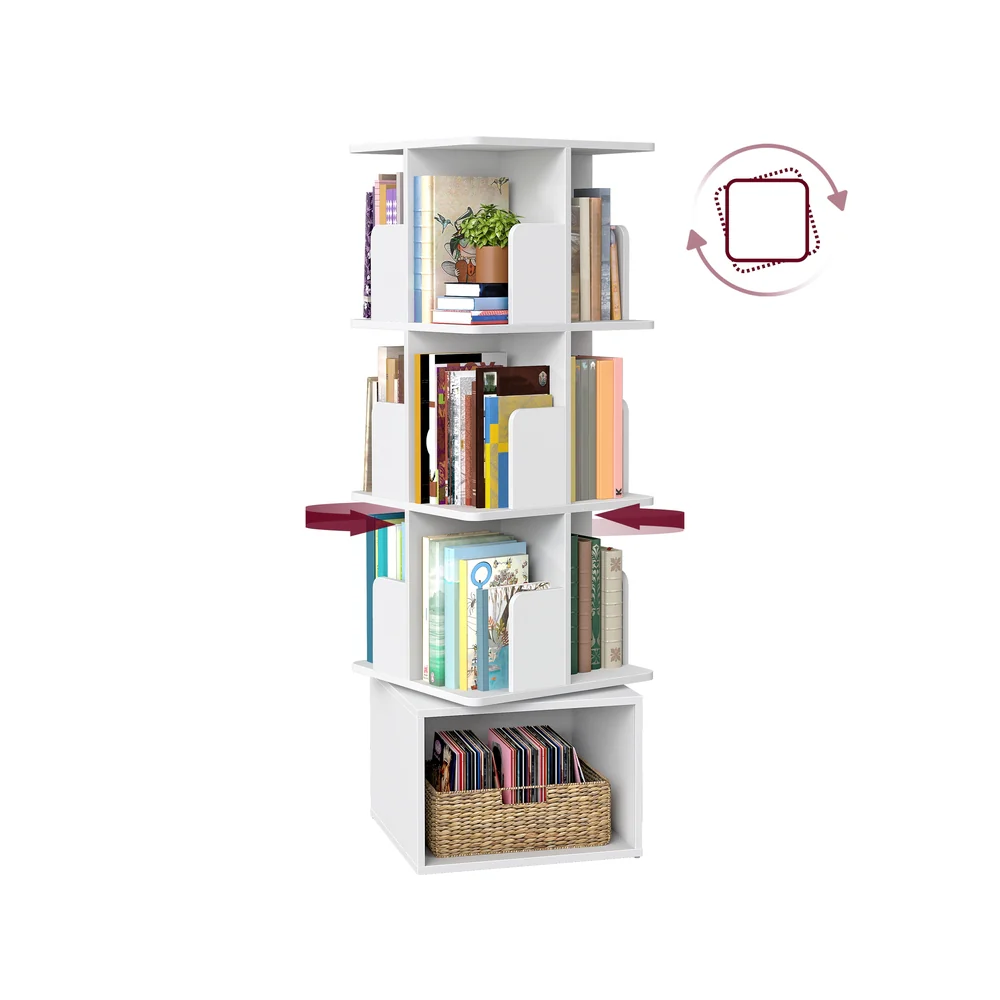 CUSTOS Collezione - Libreria girevole con ripiani aperti per salotto moderno