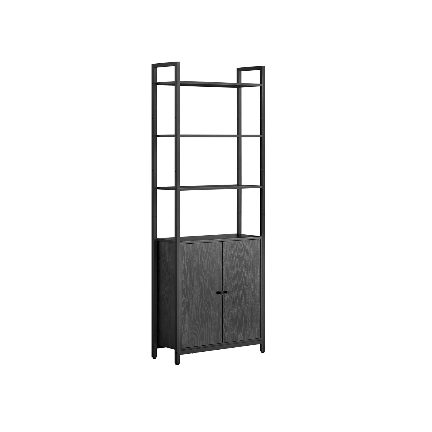 Libreria Scaffale Verticale con Anta Struttura in Metallo Ripiani Regolabili - Image 3