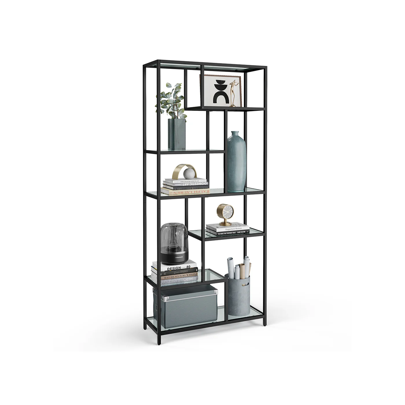 Libreria Verticale a 7 Ripiani Oro Metallico - Image 2