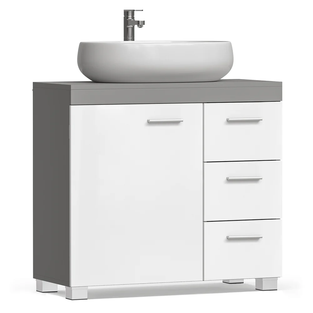Mobile Sottolavabo per Bagno Bianco e Grigio - Image 2