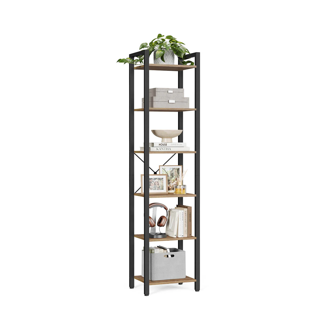 Scaffale Libreria per Ufficio Studio Soggiorno Camera da Letto Stile Industriale - Image 3