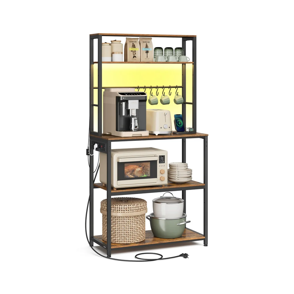 Scaffale da cucina con ripiani regolabili e illuminazione LED