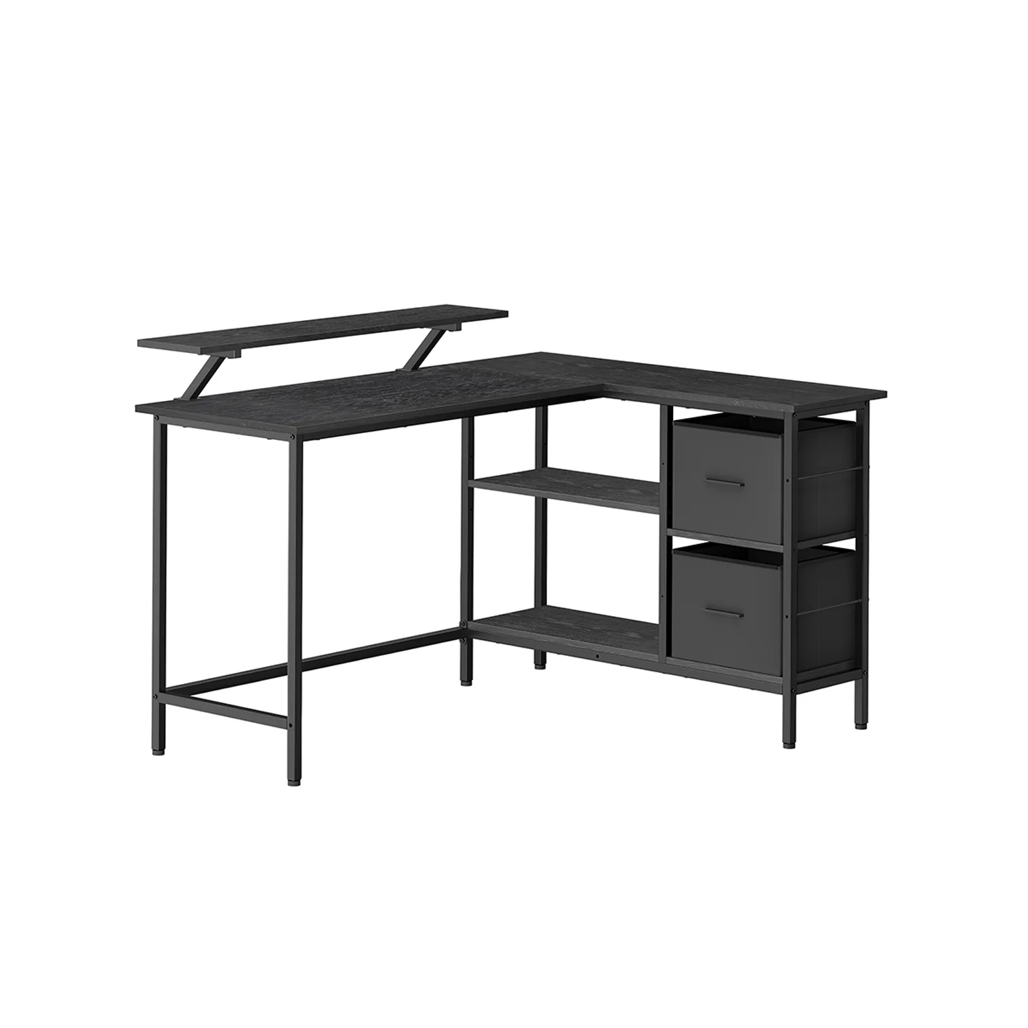Scrivania a L con Ampi Cesti per Computer con Supporto per Monitor - Image 3
