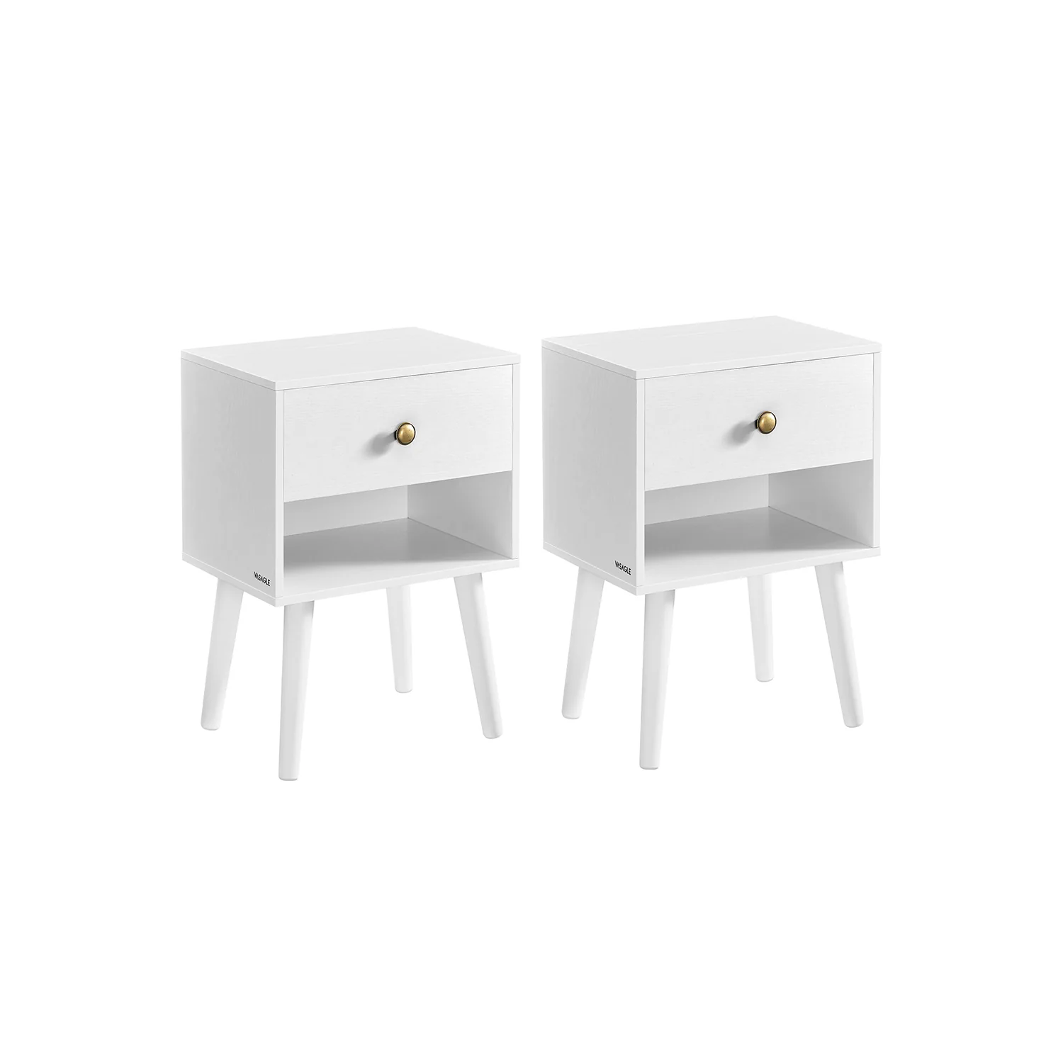 Set di 2 Tavolini con Cassetto e Scomparto Aperto